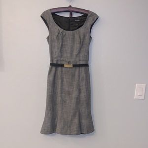 WHBM black and white capped sleeve dress